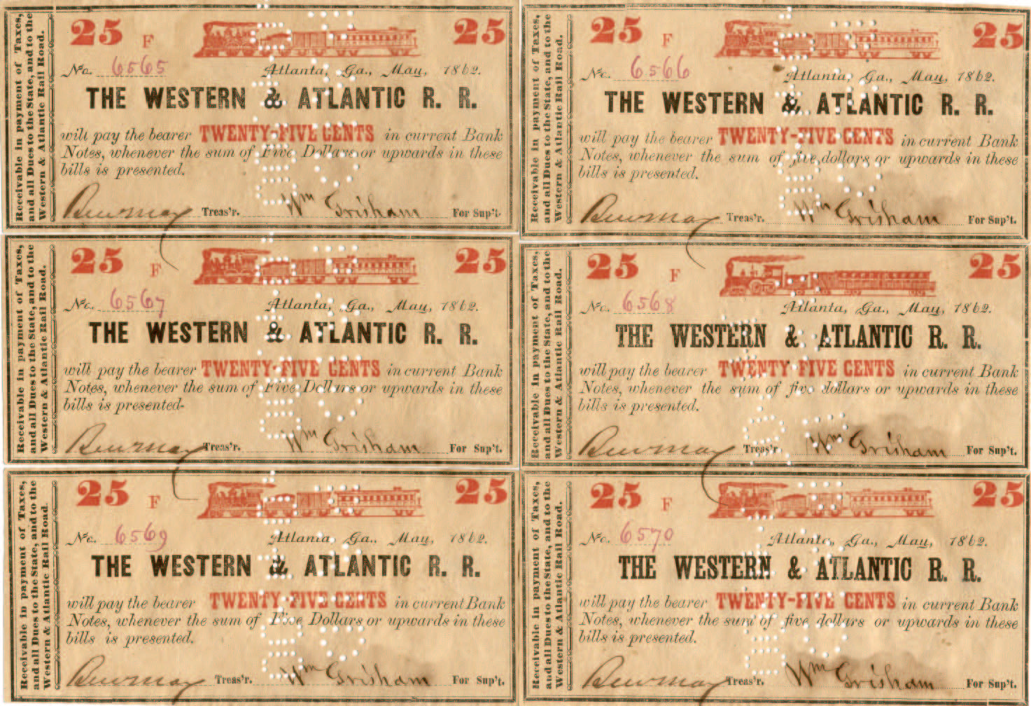 Reconstucted sheet of F $0.25 notes