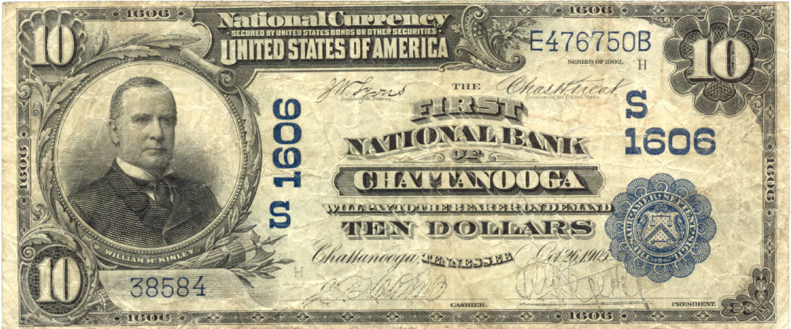 Тысячи двадцать четвертого года. Синий доллар с печатями моряков. USA 10 Dollars 1929 Indiana.